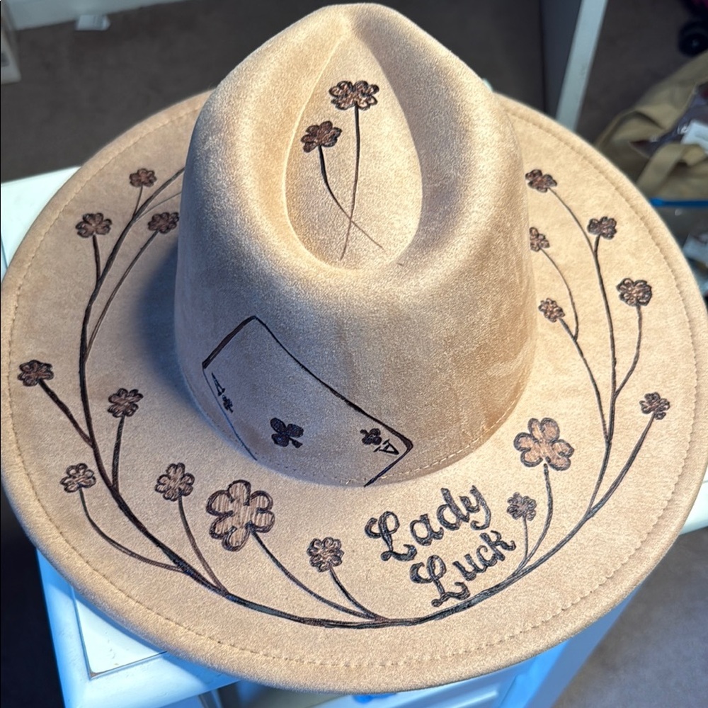 Tan Cowboy Hat with Floral Design